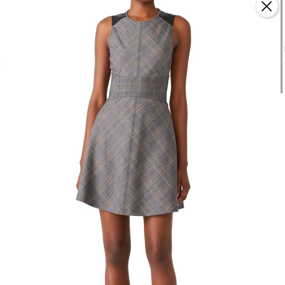 Derek Lam Gray Plaid Fit-and-Flare Mini Dress